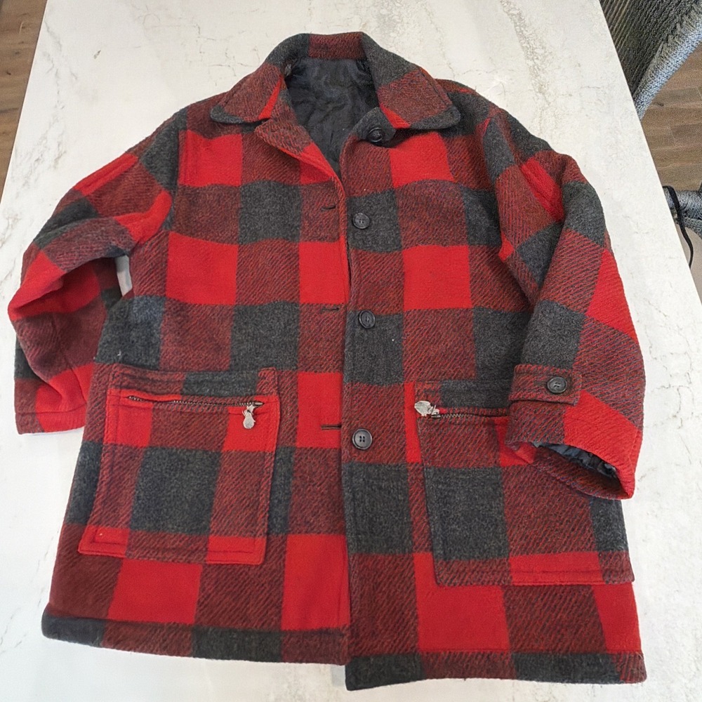 Vintage Stefanel Italy Italian Wool Plaid Workwear Chore Coat Sz Medium Nice